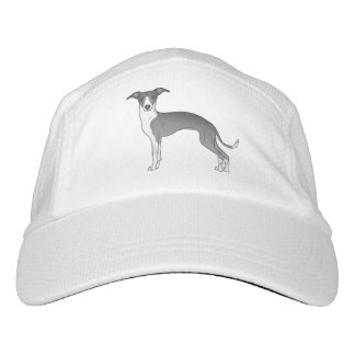 Blue And White Italian Greyhound Dog Illustration Hat