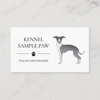 Blue And White Italian Greyhound - Dog Kennel Business Card
