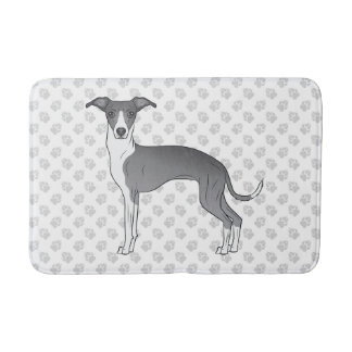 Blue And White Italian Greyhound Dog With Paws Bath Mat