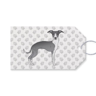 Blue And White Italian Greyhound Dog With Paws Gift Tags