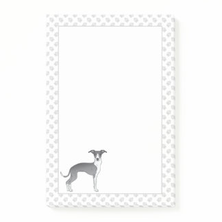Blue And White Italian Greyhound Dog With Paws Post-it Notes