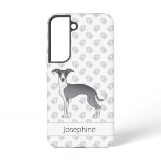 Blue And White Italian Greyhound Dog With Paws Samsung Galaxy S22 Case