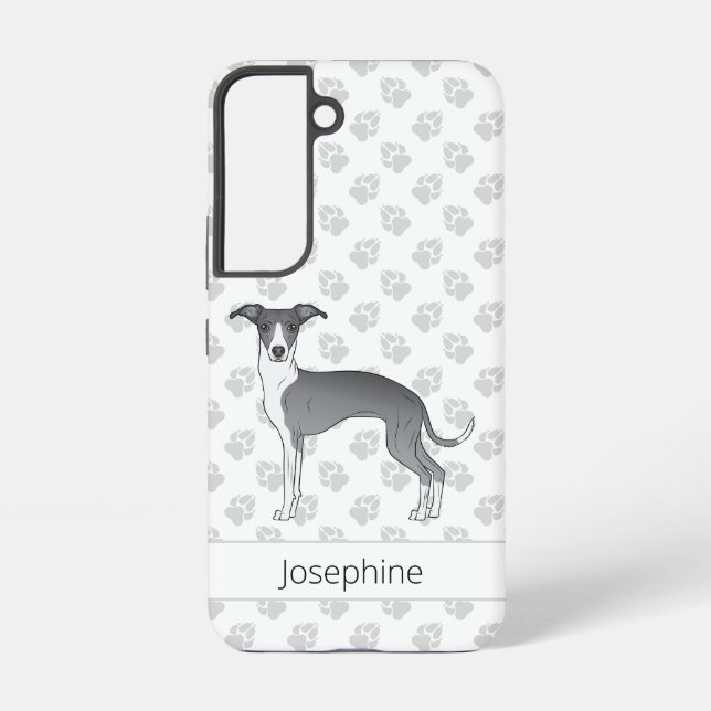 Blue And White Italian Greyhound Dog With Paws Samsung Galaxy Case (Back)