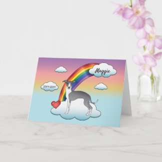 Blue And White Italian Greyhound Rainbow Memorial Card