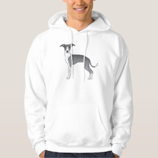 Blue And White Italian Greyhound Sighthound Design Hoodie