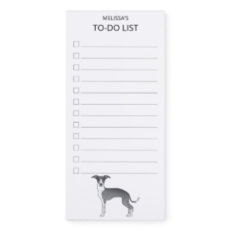 Blue And White Italian Greyhound To-Do List Magnetic Notepad
