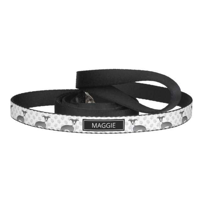 Blue And White Italian Greyhound With Custom Name Pet Leash (Handle)