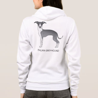 Blue And White Italian Greyhound With Custom Text Hoodie
