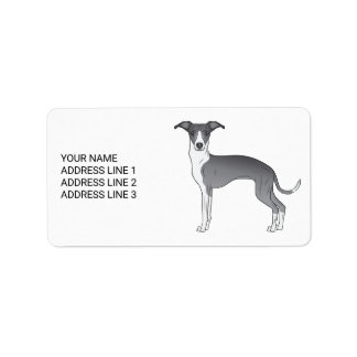 Blue And White Italian Greyhound With Custom Text Label