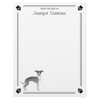 Blue And White Italian Greyhound With Paws &amp; Text Letterhead