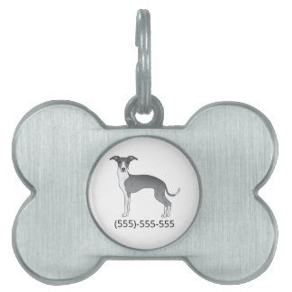 Blue And White Italian Greyhound With Phone Number Pet ID Tag