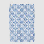 Blue And White Italian Watercolor Tile Pattern Golf Towel at Zazzle