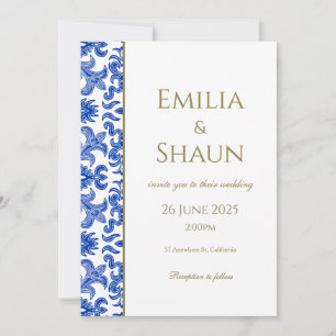 Blue and White Italian Wedding Invitation