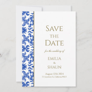 Blue and White Italian Wedding Save the Date Invitation