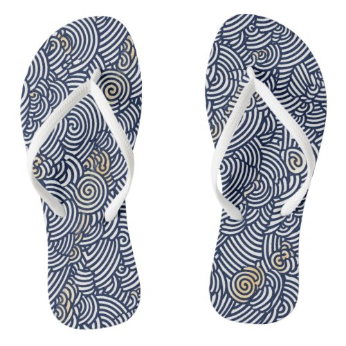 Blue and White Japanese Chiyogami Flip Flops