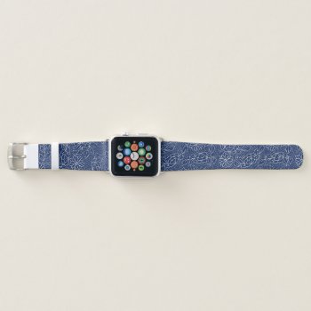 Blue And White Japanese Flowers Pattern Apple Watch Band by artOnWear at Zazzle
