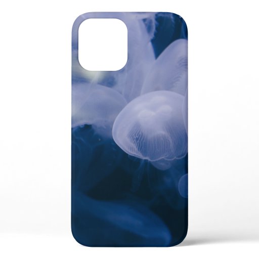 BLUE AND WHITE JELLYFISH IN WATER iPhone 12 CASE