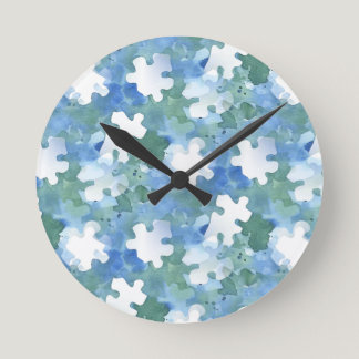 Blue and White Jigsaw Puzzle Piece Clock