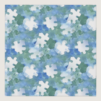 Blue and White Jigsaw Puzzle Piece  Faux Canvas Print