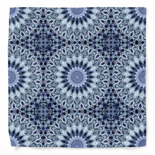 Blue and White Kaleidoscope Mandala Pattern Bandana