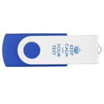 Blue and white keep calm swivel USB flash drive