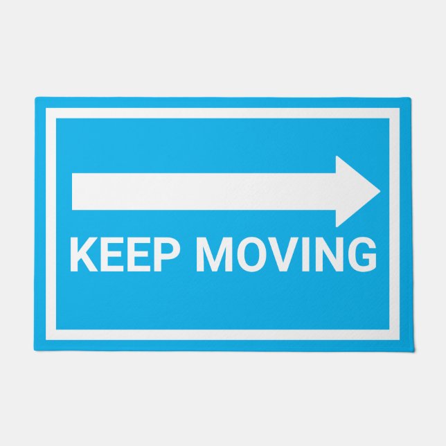 Blue and White Keep Moving Traffic Sign right Doormat (Front)