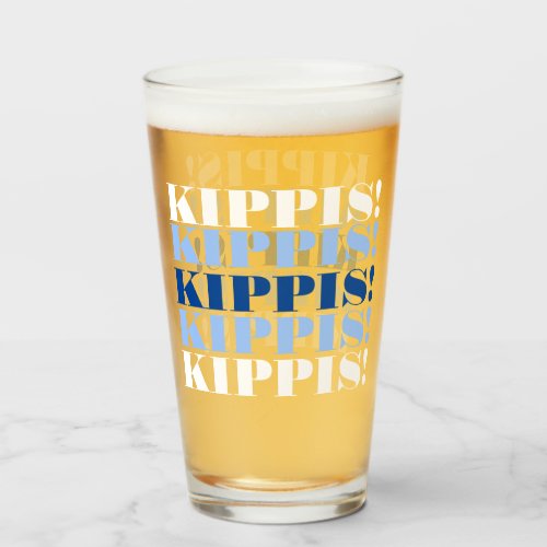 Blue and White Kippis Beer Glass