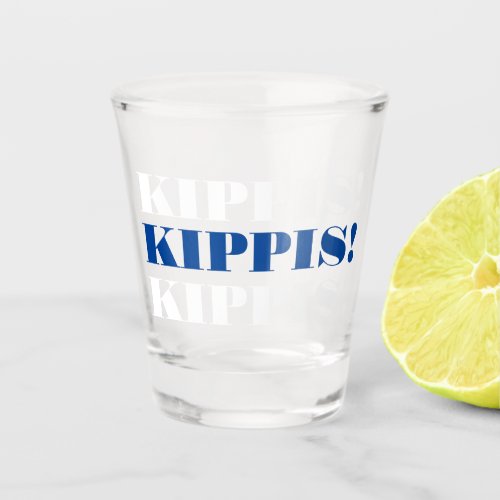 Blue and White Kippis Shot Glass