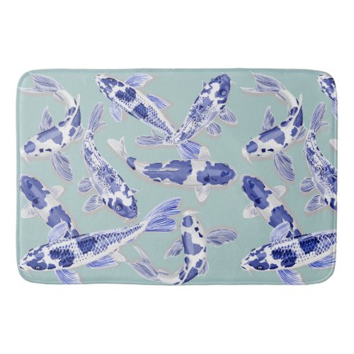 Blue and white Koi Bathroom Mat