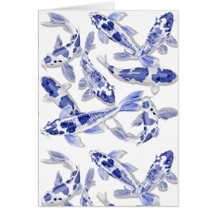 Blue and white Koi Cards
