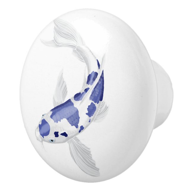 Blue and white Koi Ceramic Knob (Right)