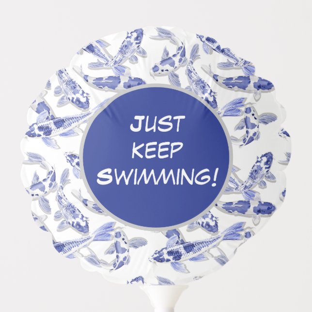 Blue and white koi fish balloon (Front)