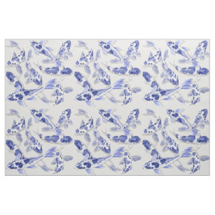Blue and white Koi fish Fabric