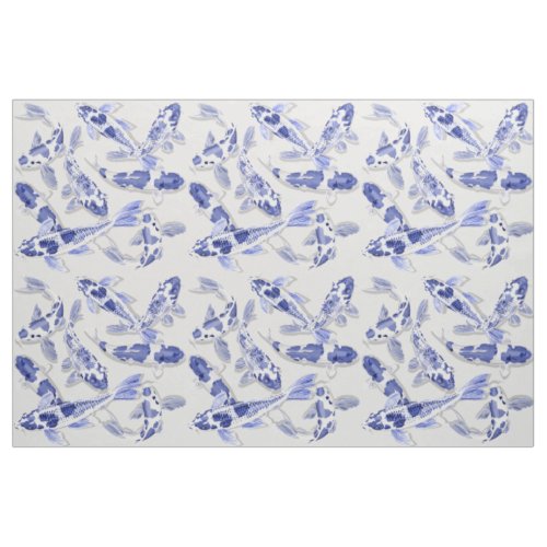 Blue and white Koi fish Fabric