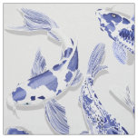 Blue and white Koi fish Fabric