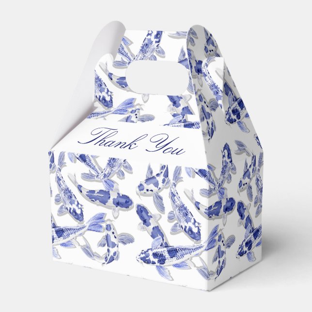 Blue and white koi fish favor boxes (Front Side)