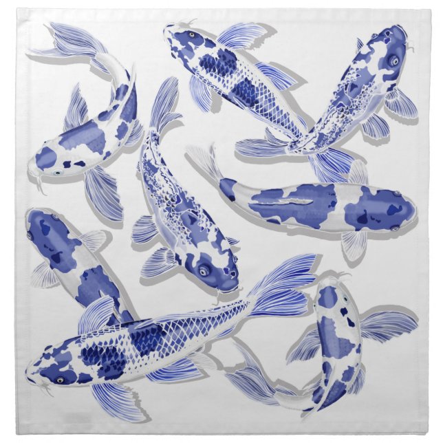 Blue and white Koi Napkin (Front)