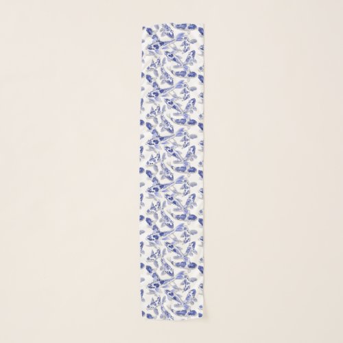 Blue and white Koi Scarf