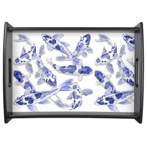 Blue and white Koi Serving Tray