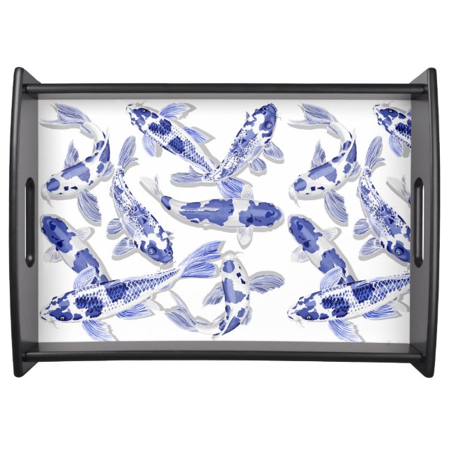 Blue and white Koi Serving Tray (Front)