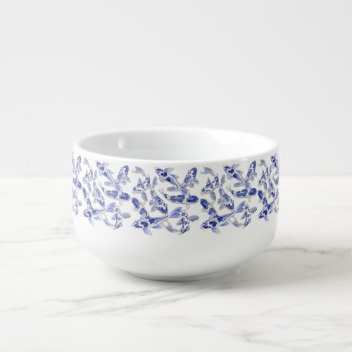 Blue and white Koi Soup Mug