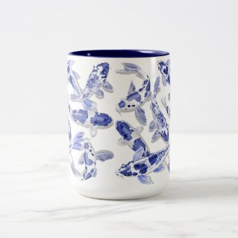 Blue and white Koi Two-Tone Coffee Mug | Zazzle