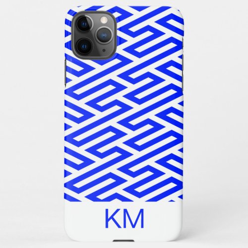 Blue and White Labyrinth Art Deco Geometric iPhone 11Pro Max Case