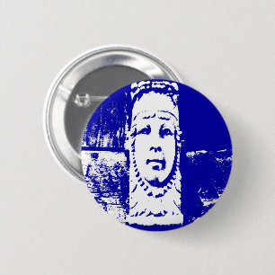 Blue and White Lady Face Button