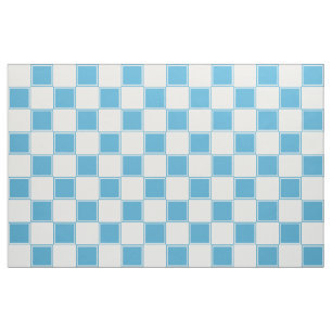 Blue And White Large Checkered Fabric