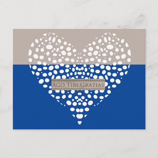 Blue and White Latin Thank You Card (Front)