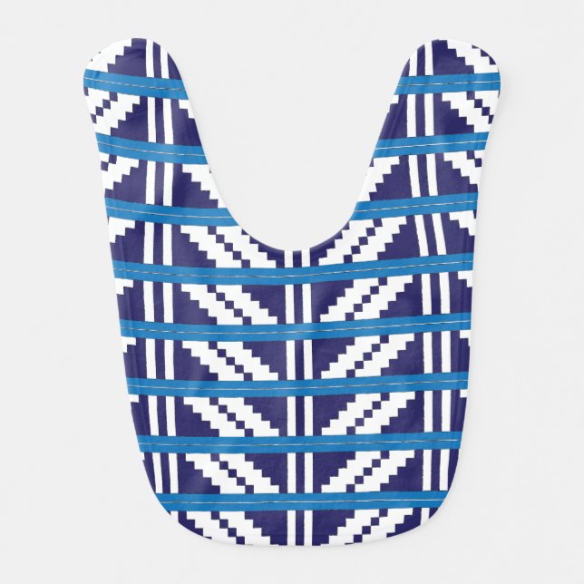Blue and white Latvian Latgale Ethnic Folk art Bib (Front)