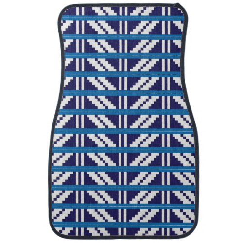 Blue and white Latvian Latgale Ethnic Folk art Car Mat