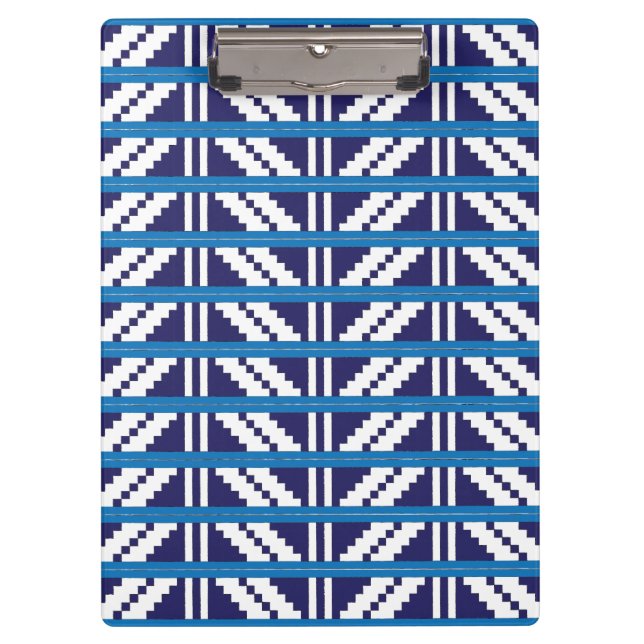 Blue and white Latvian Latgale Ethnic Folk art Clipboard (Front)