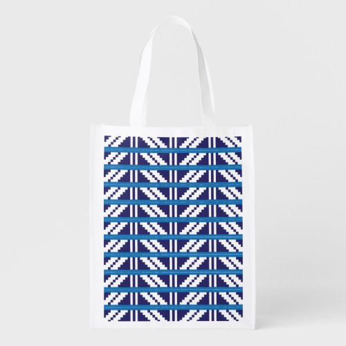 Blue and white Latvian Latgale Ethnic Folk art Grocery Bag